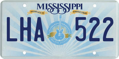 MS license plate LHA522