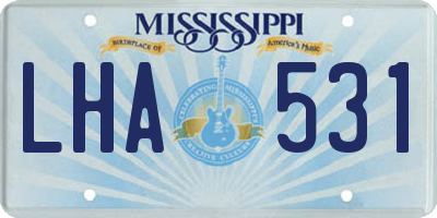MS license plate LHA531