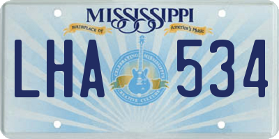 MS license plate LHA534