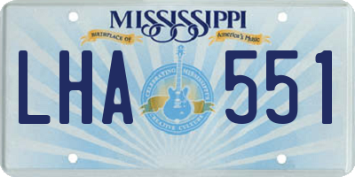 MS license plate LHA551