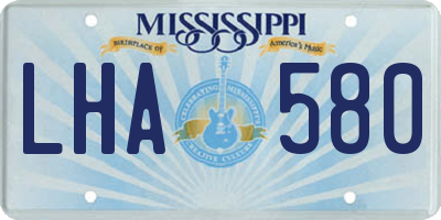 MS license plate LHA580