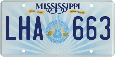 MS license plate LHA663
