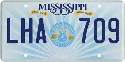 MS license plate LHA709