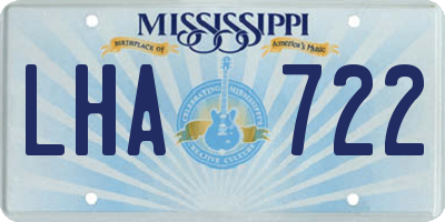 MS license plate LHA722