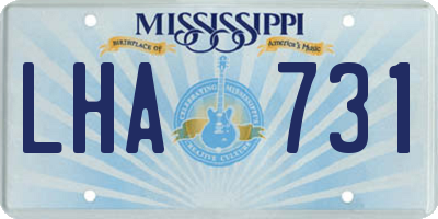 MS license plate LHA731