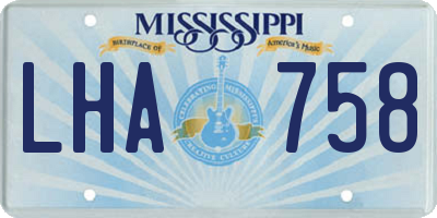 MS license plate LHA758