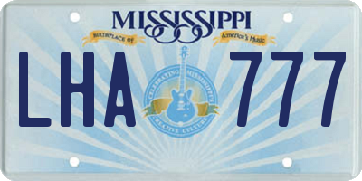 MS license plate LHA777