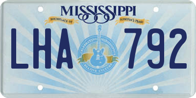 MS license plate LHA792