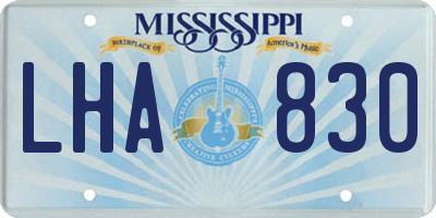 MS license plate LHA830