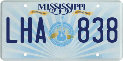 MS license plate LHA838