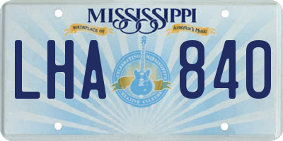 MS license plate LHA840