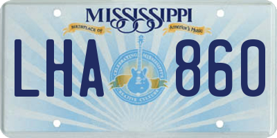 MS license plate LHA860