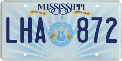 MS license plate LHA872