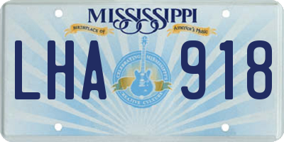 MS license plate LHA918