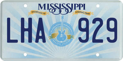 MS license plate LHA929
