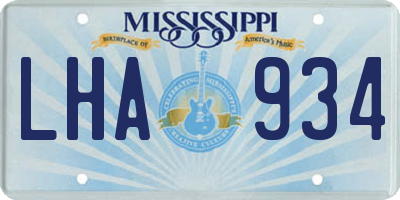 MS license plate LHA934