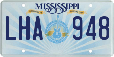 MS license plate LHA948