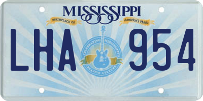 MS license plate LHA954