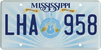 MS license plate LHA958