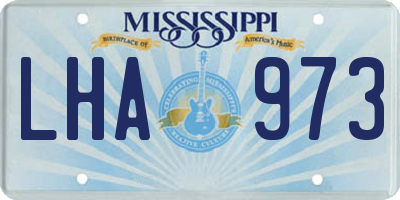 MS license plate LHA973