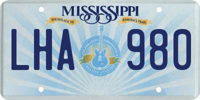 MS license plate LHA980