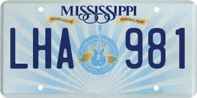 MS license plate LHA981