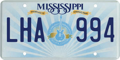 MS license plate LHA994