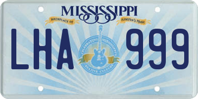 MS license plate LHA999