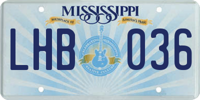 MS license plate LHB036