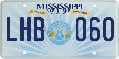MS license plate LHB060