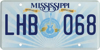 MS license plate LHB068