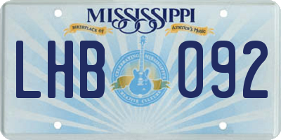 MS license plate LHB092