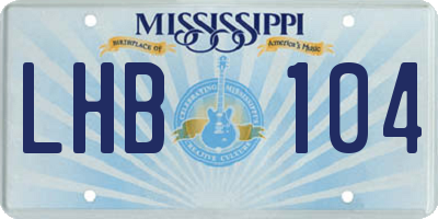 MS license plate LHB104