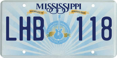 MS license plate LHB118