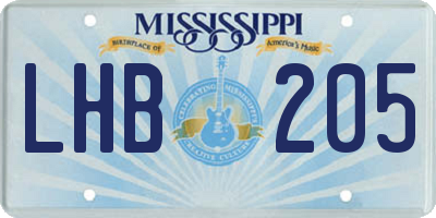 MS license plate LHB205