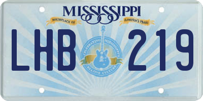 MS license plate LHB219