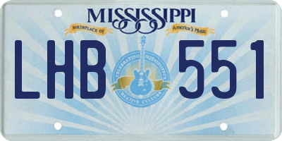 MS license plate LHB551