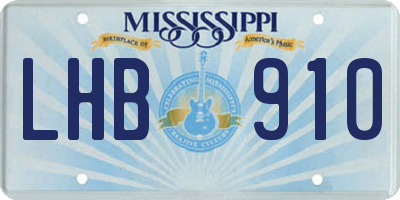 MS license plate LHB910