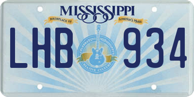 MS license plate LHB934