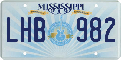 MS license plate LHB982