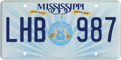 MS license plate LHB987