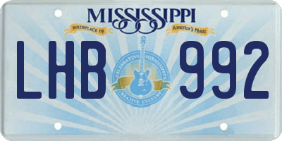 MS license plate LHB992
