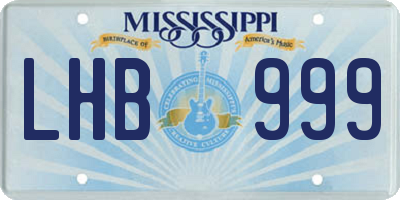MS license plate LHB999