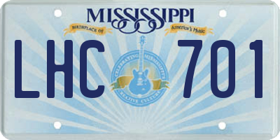 MS license plate LHC701