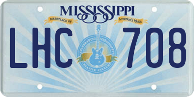 MS license plate LHC708