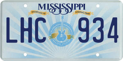 MS license plate LHC934