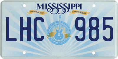 MS license plate LHC985