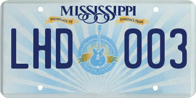 MS license plate LHD003