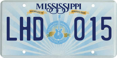 MS license plate LHD015