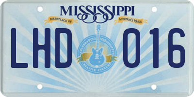 MS license plate LHD016